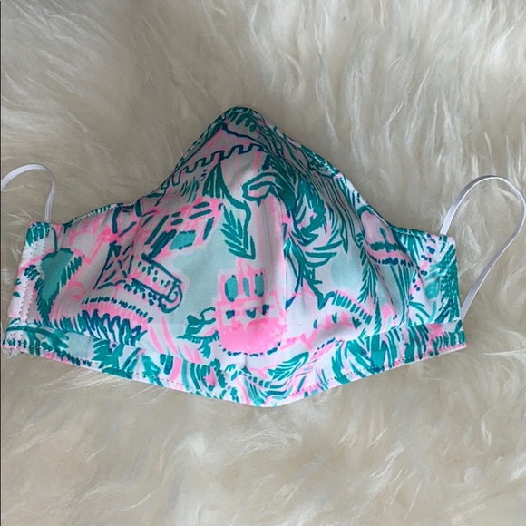 Lilly circus face mask green pink with air filter